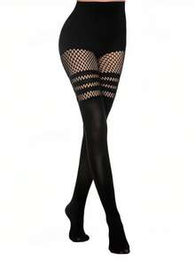 3 Pairs Dance Sexy Hollow Out Pantyhose Hollow Out Suspender Dense Mesh Stockings Nightclub Queen Black Silk Sexy Fishnet Stockings - Multicolor - View 7