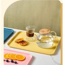 1 Pc Rectangular Tray, Large, Medium, And Small Plastic Restaurant Plates, Kindergarten Household Cups, Tea Trays, Fast Food, Barbecue Plates, Kitchen Supplies - Beige - View 5