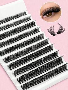 200片独立卷曲睫毛簇，高容量50D超卷，8-16mm DIY卷曲睫毛簇，外观自然，却又超级浓密、纤细、超柔软、超轻盈，可重复使用的分段式假睫毛，睫毛嫁接套装，适用于： - C - 查看 4