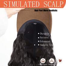 Mũ lưỡi trai bằng tóc giả tổng hợp 22 inch, kiểu dáng rộng rãi, thêu họa tiết, che phủ toàn bộ đầu với mái tóc dài bồng bềnh. - Dark Brown - Xem 6