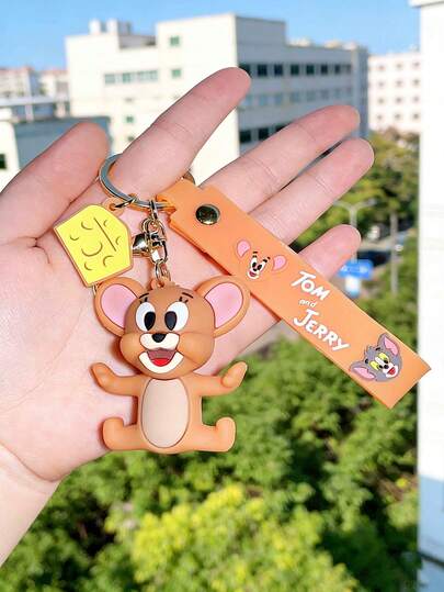 Warner Bros 1 pieza Llavero de gato y ratón, llavero de coche, figura de dibujos animados, lindo gato Tom y ratón Jerry, colgante de llave, colgante de pareja de dibujos animados, colgante decorativo, decoración del hogar, pequeños regalos para fiestas, accesorios de decoración de fiestas, premios de incentivo, decoraciones de colgantes DIY, diseñado para crear la mejor atmósfera de fiesta festiva para reuniones con amigos
