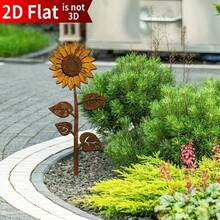 Vintage Sunflower Silhouette Garden Stake, Outdoor Yard Decor - B - View 2