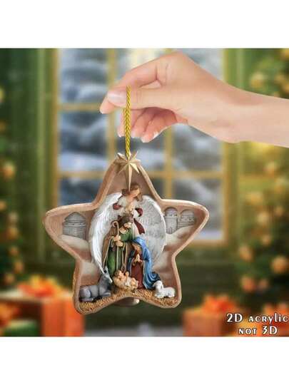 1pc Nativity Scene 2D Acrylic Christmas Tree Ornament - Holiday Home Decor No Power Needed No Feathers Car And Keychain Accessories Party Favors Christmas Tree Hanging Ornaments Party Decorations Random Cord Style Please Peel Film Before Use Christmas Decorations Room Decor Winter Christmas Decorations Home Christmas Gifts Christmas Decor