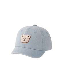 Mũ lưỡi trai denim hình gấu hoạt hình dễ thương, vành ngắn, thích hợp cho mùa xuân/hè, dành cho trẻ em. - con gấu - Xem 3