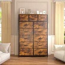 Cómoda de Tela Resistente de 52.2 de Altura con Tapa de Madera y Estructura de Metal, Almacenamiento de Ropa Multiusos y de Gran Capacidad para Dormitorio, Blanca - Óxido marrón - Ver 8