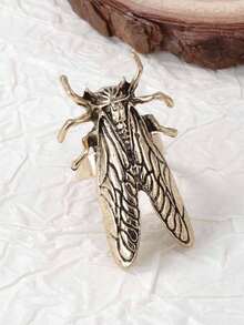 1pc Retro Unique Design Alloy Hinged Insect Ring, Versatile For Women - Insect Ring - View 3