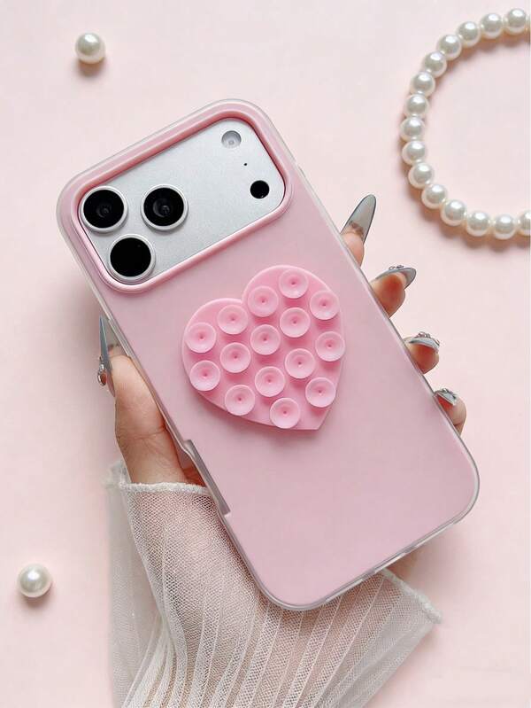 2025's Latest Jelly Color Macaron Cute 2-In-1 Phone Case With DIY Heart-Shaped Suction Cup, Compatible With IPhone 11/11 Pro/11 Pro Max/12/12 Pro/12 Pro Max/13/13 Pro/13 Pro Max/14/14 Pro/15/16/16 Pro Max, 17/17 Pro/17 Pro Max/Air, Comfortable Shock-Resistant Phone Protective Case