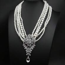 [Luxury Pearl Necklace]Elegant Multi-Layer Faux Pearl Necklace - Luxury Crystal Pendant, Women's Party Banquet Accessory - Pearl - View 3