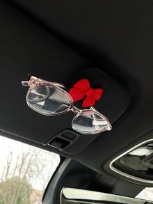 Creative Bowknot Car Glasses Clip, Sun Visor Mounted Fashion Glasses Storage Holder With Magnetic Attraction (Glasses Not Included) - A - View 5