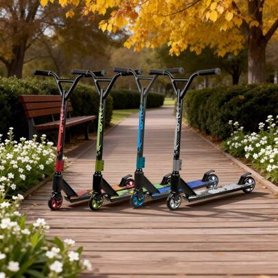 Patinete Freestyle com Guidão Giratório 360°, Rolamento ABEC-7, Ideal para Competição e Uso Urbano, Cor Aleatória