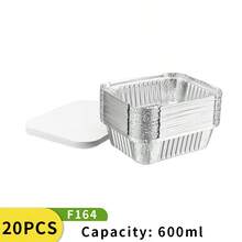 Hộp đựng thức ăn bằng giấy bạc nhôm vuông dùng một lần, hộp đựng bằng giấy bạc dày, hộp đựng đồ nướng, hộp đựng đồ ăn mang đi, hộp chịu nhiệt dùng trong lò nướng. - Bạc - Xem 15