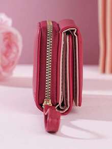 Women Short Zipper Tri-Fold Wallet With Butterfly Metal Decor Fashion New Multi-Card Slot Handheld Coin Purse Wallet Purse Wallet Mini Wallet Small Wallet - màu đen - Xem 7