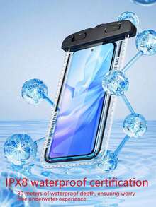 2pcs Waterproof Diving Bag, Touch Screen Sealed, Suitable For Swimming, Underwater Photography, Dustproof, Shockproof, Rainproof, Waterproof, Floating, Portable, Can Be Used As Sports Phone Case, Sports Bag, Waterproof Bag, Holiday Beach Travel Waterproof Phone Case, Summer Swimming Bag, Holiday Beach Wallet, Outdoor Sports Holiday Swimming Pool Sports Fitness Travel Bag, Unisex Travel Essential Beach Swimming Bag - 黑色+粉紅色 - 查看 3
