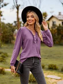 Women Sports Knit Tees & Tanks - Purple - View 1