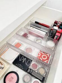 7/6件套透明抽屉式收纳盒，化妆品收纳盒，抽屉分隔器，浴室必备，卧室必备，旅行必备，返校季必备 - 無色 - 查看 3