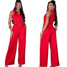 Women's Elegant Tailored Suit: Pants, Vest, And Belt. Stylish Fabric, Evening Wear, Wedding, Vacation, Office. Timeless. - 紅色 - 查看 3