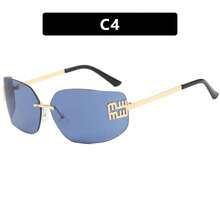Frameless Slimming High-End Sunglasses New Retro Internet Celebrity Sunglasses Millennial Hot Girl Sunglasses - 茶片 - 查看 9