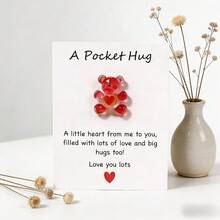 Bộ 1/5 chiếc, Thiệp chúc mừng hình gấu dễ thương, Thiệp hình gấu bằng nhựa, Món quà lý tưởng cho sinh nhật, tốt nghiệp, động viên và các mối quan hệ yêu xa. - màu đỏ - Xem 2