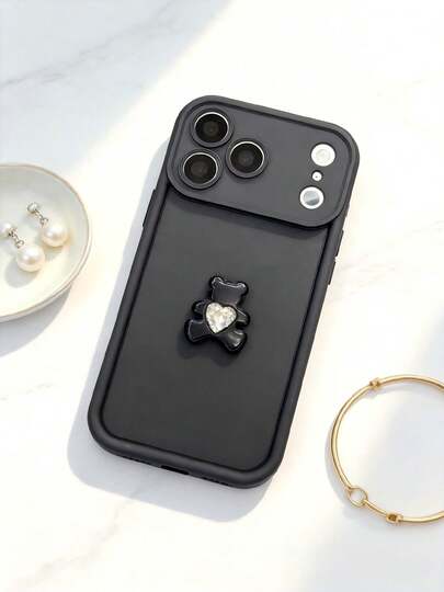 1 pieza Lindo marco de foto con forma de oso abrazando en mate, compatible con iPhone 7/8/X/XR/XS Max/11/12/13/14/15/16/17 Pro Max, A14/A15/A16/A17/A04/A05/A06/A07/A54/A55/A56/A57/A34/A35A/36/A37/S26/S26 Plus/S26 Ultra, Transsion SMART7/8, G05, Honor 400/400 Pro/400 Lite Funda de teléfono suave de cobertura total