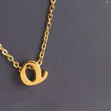 1pc Minimalist Stainless Steel 26 Initial Letter Necklace Pendant, Suitable For Commuting And Daily Wear - Yellow Gold - View 33