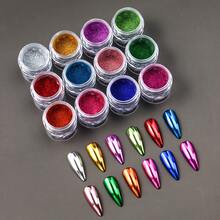Y2K Nail Art Powder Kit, 12 Colors With 12 Cleaning Swabs, Holographic Metallic Mirror Effect Powder, Nail Art Gel Polishing Decorative Resin Craft Nail Salon Home Use - Multicolor - View 10
