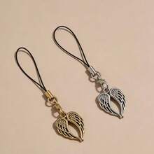 1/2 pezzi Charm vintage per telefono a forma di cuore con ali d'angelo, design delicato e traforato, adatto per smartphone universali, disponibile in 2 colori - Multicolore - Visualizzare 2
