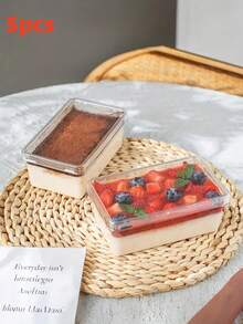 20个透明长方形甜点包装盒，可重复使用，适用于提拉米苏、豆浆、烘焙食品、奶酪等。 - 查看 11