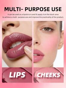 USHAS哑光唇膏，持久保湿，防水不粘腻，多用途唇颊两用，丝绒质地，红色、粉色、裸色等丰富色调，打造全天候精致妆容 - #04 Mauve Nude - 查看 5