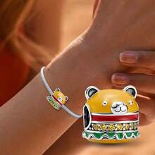 1 mặt dây chuyền hình gấu và bánh hamburger bằng bạc sterling 925, thích hợp để tự làm trang sức, trang trí trang phục hàng ngày, quà tặng cho nữ. - Con gấu - Xem 6