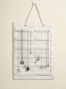 1 túi treo đựng trang sức dùng để sắp xếp dây chuyền, đồng hồ, vòng tay. - trắng - Xem 1