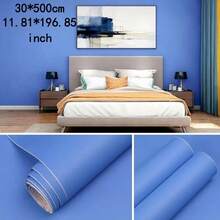 Self-Adhesive Solid Color Wallpaper Roll - Waterproof, Rainbow Colors, Fabric Texture Suitable For Kitchen, Bedroom, Living Room Furniture And Home Decor - Available In Coffee, Gray, White, Cream, Green, Blue, Yellow - 1 Volume - View 28