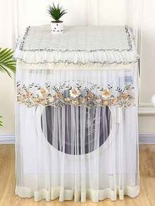 1pc Lace Edged Washing Machine Cover, Side Opening Design, Fits 8-10kg Fully Automatic Washing Machines, Home Appliance Dust Cover Storage Organizer - Multicolor - View 8