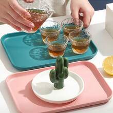 1 Pc Rectangular Tray, Large, Medium, And Small Plastic Restaurant Plates, Kindergarten Household Cups, Tea Trays, Fast Food, Barbecue Plates, Kitchen Supplies - Beige - View 3