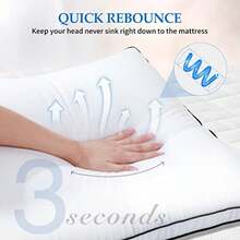 Pillows King Size Set of 2 Bed Pillow 2 Pack for Side and Back Sleepers Hotel Quality Down Alternative Gusseted King Pillow for Sleeping Soft and Supportive White - Blanco - Ver 4