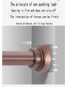 1pc Stainless Steel Telescopic Shower Curtain Rod, No Drilling Required, Curtain Rod, Closet Rod, Tension Rod, Clothes Drying Rod, Suitable For Bathroom, Living Room, Balcony, Partition, Door Curtain, Kitchen, Bathroom Accessories - Telescopic Pole - View 8