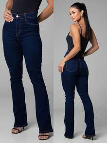 Sawary Jeans Women's Flare Boot Cut Original Premium Sawary Jeans High Waist Hot Pants Sizes 36 To 48 - 深藍色 - 查看 1