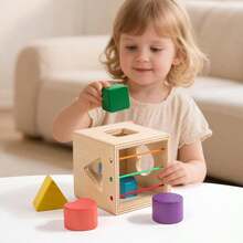 1 Set Multifunctional Wooden Cognitive Building Blocks, Cute Animal Shapes & Geometric Stacking Sorting, Early Educational Toys, Pretend Play Hammering Puzzle Toys For Toddlers - Multicolor - View 4