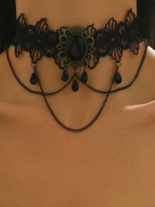 Vòng tay tua rua nhiều lớp mặt dây chuyền pha lê đen, kiểu dáng Gothic, có thể điều chỉnh kích cỡ, phù hợp với đồ bơi, váy đi biển, hộp đêm và các dịp khác, kiểu dáng thời trang, thích hợp làm quà tặng sinh nhật, Ngày Valentine, Ngày của Mẹ và các dịp khác. - Nhiều màu - Xem 9