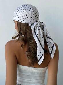 1 Stück 2026 Neuer einfacher Pünktchen-Muster 90cm Quadratischer Schal, vielseitiges Bandana für Frauen, Taille-Krawatte, Haaraccessoire, modischer Halstuch, Strand, Urlaub, Accessoires, Reiseessentiell - Verschiedenfarbig - Übersicht 6