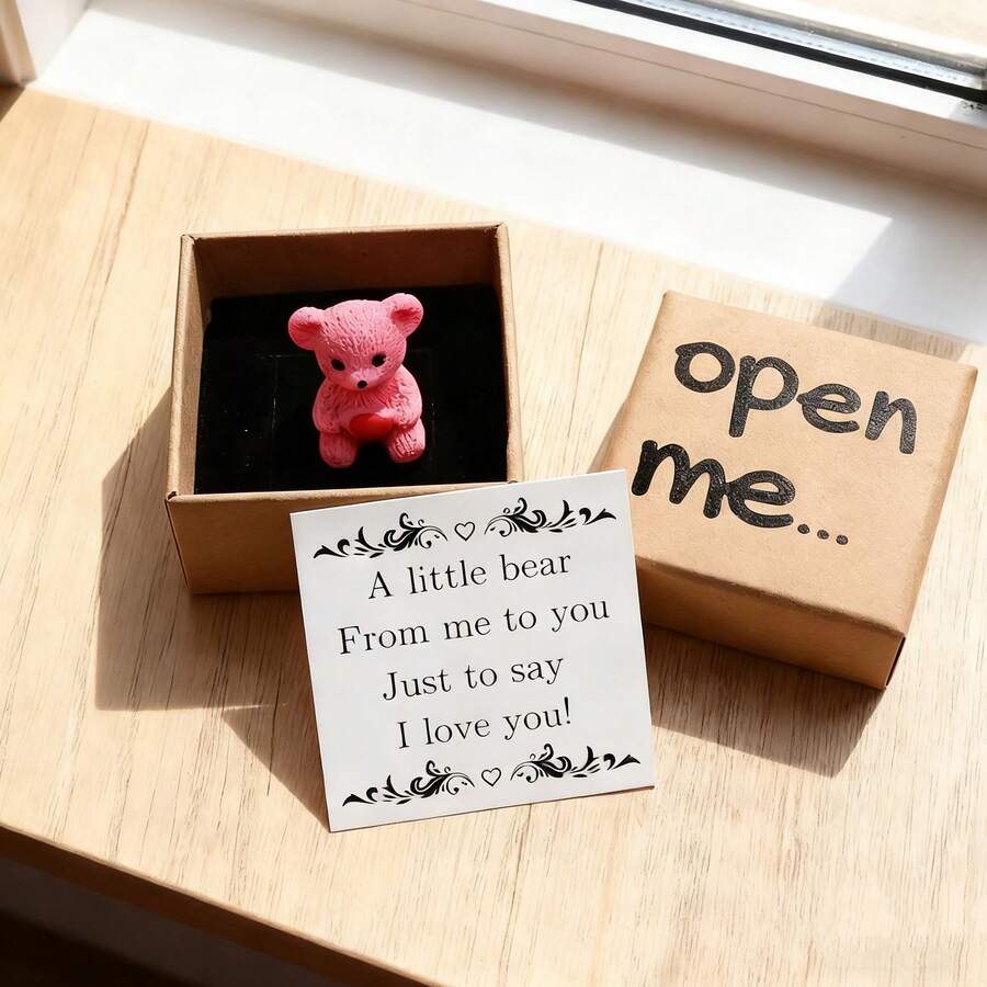 Hộp quà hình gấu dễ thương | Thích hợp cho các dịp lễ, sinh nhật, quà lưu niệm đám cưới, bao gồm thiệp hình trái tim và thiết kế hoạt hình. - Nhiều màu - Xem 1
