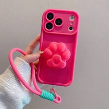 防震保护手机壳，配仿珍珠挂绳，兼容 17/16/15 PRO MAX/15 PLUS/15 PRO/15/14 PRO MAX/14 PLUS/14 PRO/14/13 PRO MAX/13 PRO/13/12 PRO MAX/12 PRO/12 PRO MAX/11 PRO/11/XS MAX/XR/XS/7/8 PLUS、Galaxy A14 A34 A54 A15 A25 A35 A55 S23 S23 Plus S23 Ultra S23 FE S24 S24 Plus S24 Ultra S24 FE S25 S25 Plus S25 Ultra、Note 13/14 Pro Max，国际版，非国内版 - 玫紅色+貓爪支架+繩 - 查看 2