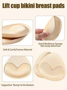 4/2片加厚胸垫，可贴于吊带背心或泳衣，心形提升胸型，透气，泡沫衬里，三角形胸垫 - 彩色 - 查看 4