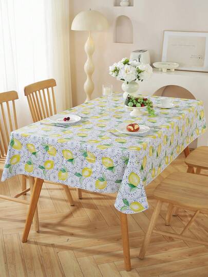 100% Waterproof PVC Table Cloth, Oil-Proof Spill-Proof Vinyl Rectangle Tablecloth, Wipeable Table Cover For Outdoor, Picnic, Camping,Lemon