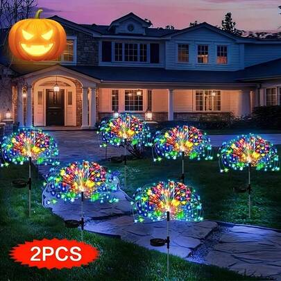 2pcs Solar Powered Outdoor Yard Decorative Smoke Lanterns, Suitable For Garden, Corridor, Yard Decor Lights, Daily, Christmas, Halloween, New Year Decoration Lights. Smart Switch, Auto On In Dark, Auto Off In Daylight. Create Colorful Yard Lighting