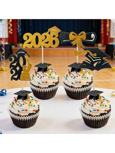 12件套毕业蛋糕装饰套装，毕业派对蛋糕装饰插牌，毕业纪念礼物，DIY毕业蛋糕装饰，返校派对纸杯蛋糕插牌，毕业活动蛋糕装饰，毕业纪念品装饰，告别派对小礼物