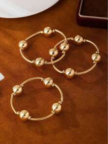 3pcs Vintage Faux Pearl Bracelet Set, European And American Style, Suitable For Women's Beach, Dating, Fashion Shooting, Holiday Decoration, Charming Jewelry Gift - Charming Bracelet - View 3