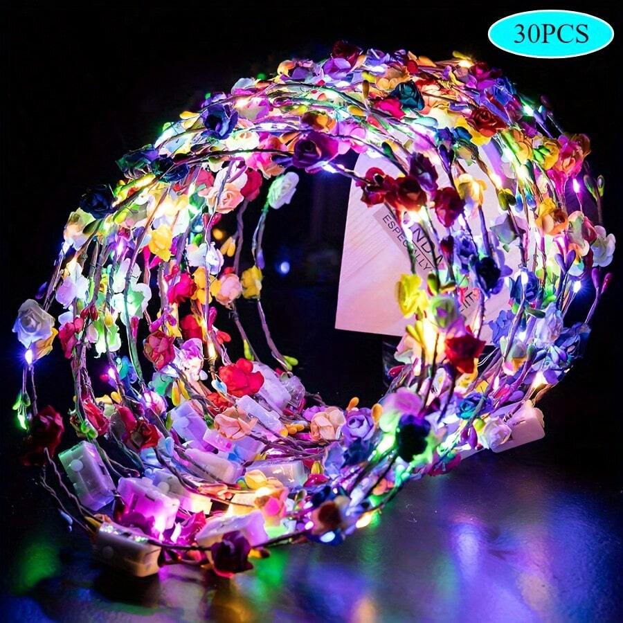 30 Pcs LED Luminous Headpieces, Luminous Headbands, Luminous Party Supplies, Valentine's Day, Independence Day, Weddings, Birthdays, Concerts, And Other Occasions