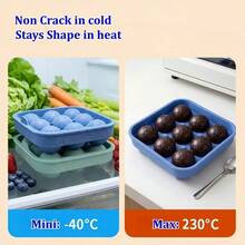 Bộ 2 khay silicon hình quả bóng đá, khuôn làm đá viên 9 ngăn bằng silicon, khuôn đá viên tròn, hộp đựng đá mùa hè. - A - Xem 2