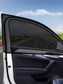 2/4pcs Car Seat Back Anti-Mosquito Sunshade Mesh Curtain, Black Mesh Side Window Sunshade, Does Not Block Vision, Breathable Without Affecting Window Rolling - A - View 3