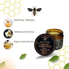 Beef Tallow For Skin, Beef Tallow For Face, Hydrating Tallow Balm With Raw Honey And Beeswax, Grass-Fed Beef Tallow & Raw Wild Honey Blend, Body & Face Moisturizer, Natural Formula, Light Scent - Maroon - View 4
